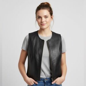 WILSON’S LEATHER Maxima Vintage Leather Vest L 19” p2p Black EUC